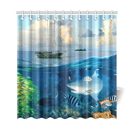 Gckg Great White Shark Shower Curtain Sea Creatures Polyester