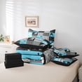 thumbnail image 5 of Homewish Est Sleep Sports Bedding Comforter Set 7pcs for Child, Cartoon Hockey Athlete King Bedding Sets, Blue Stripes Patchwork Reversible Bed Sheets, Breathable Home Decor, 5 of 7