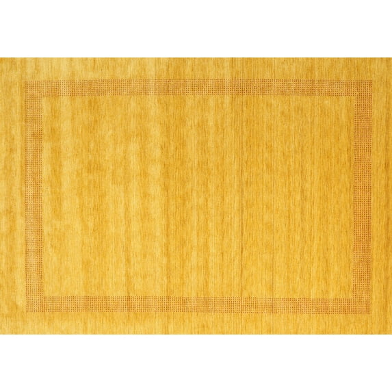 Ahgly Company Machine Washable Indoor Rectangle Contemporary Deep Yellow Area Rugs, 2' x 4'