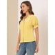 thumbnail image 4 of Blusa de manga corta con cuello en contraste Sweet Peter Pan para mujer Amarillo S, 4 of 6