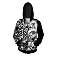 thumbnail image 1 of Sudadera con capucha y cremallera para hombre, moderna y versátil, cómoda, nueva en sudaderas y sudaderas con capucha, estampado de personaje de calavera personalizado, 1 of 4