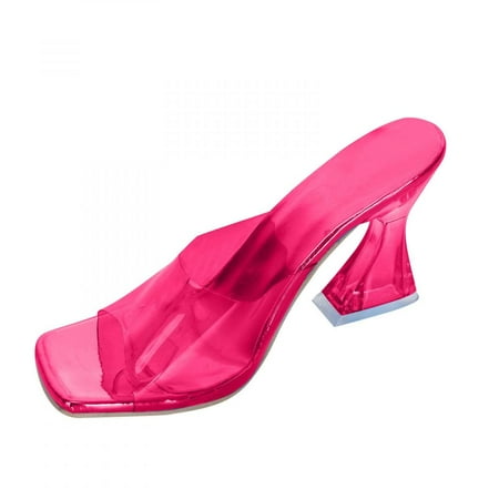 

Homedles Sandals for Women- Heeled Open Toe Clear Comfortable Summer Gift for women Sandals for Women Hot Pink