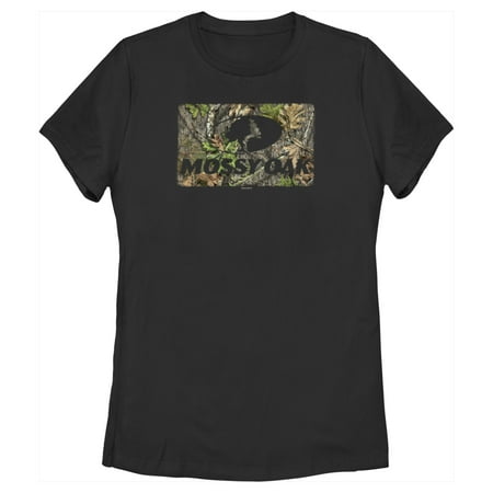 Women s Mossy Oak Black In the Woods Logo Graphic Tee Black Small