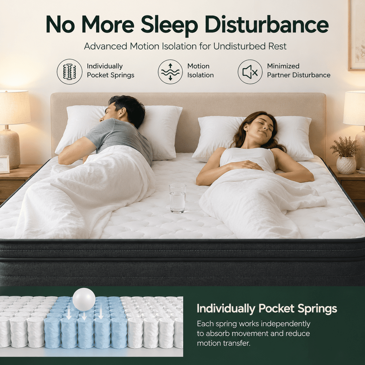 COFUNOK Queen Mattresses 10 Inch Hybrid Pillow Top Queen Size Mattress in a Box, Memory Foam and Pocket Coil Innerspring Mattresses, Cooling & Silent Sleep, Pressure Relief, Medium Feel