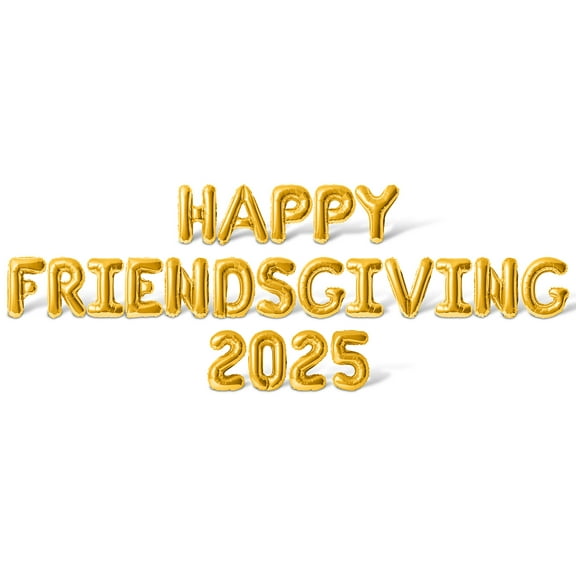 Letter Balloons - HAPPY FRIENDSGIVING 2025 16" Inch Alphabet Letters Foil Mylar Balloon Friendsgiving Party Banner (Gold)