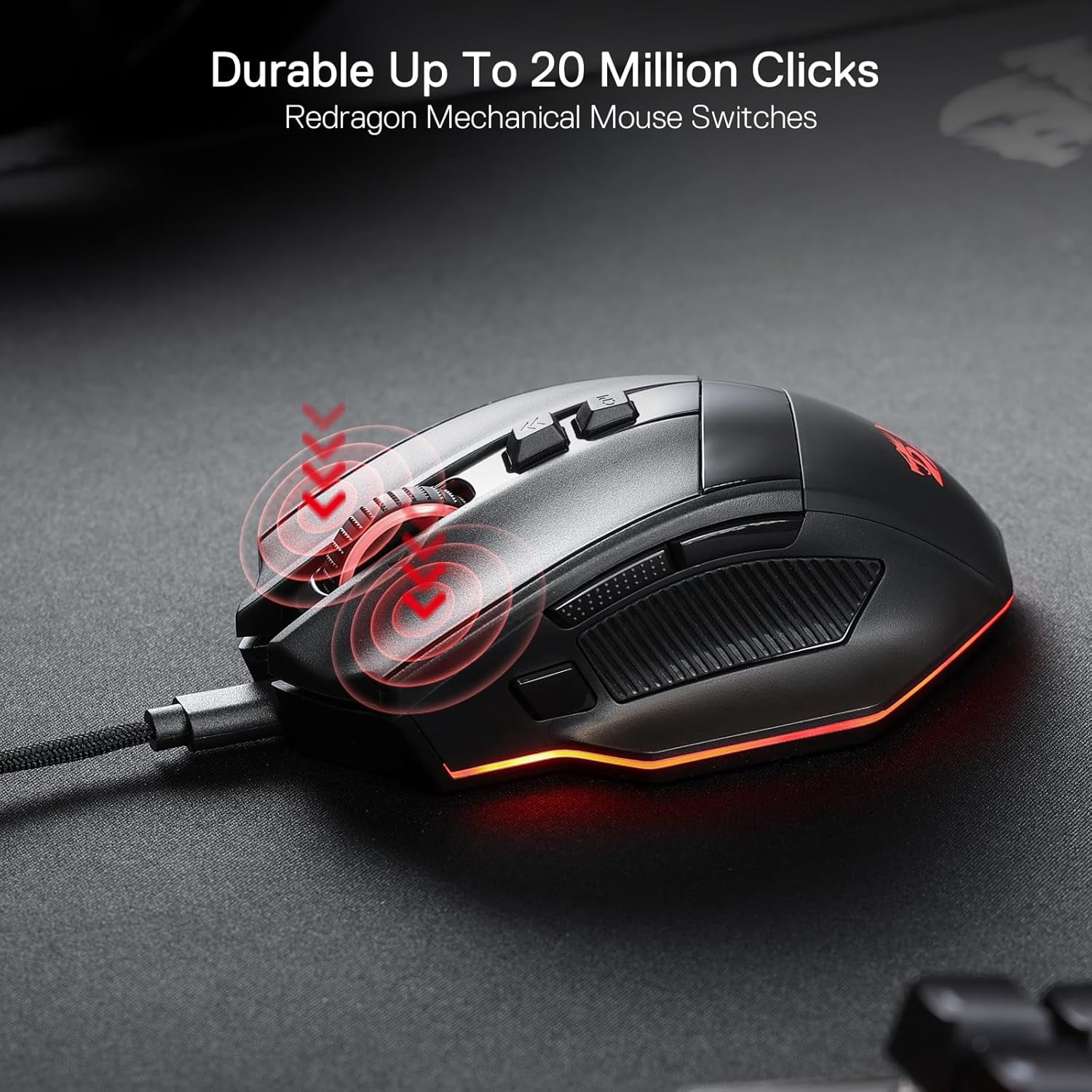 Redragon M813 Wired RGB Gaming Mouse with 4D Dual Mode Scroll Wheel, Optical Ergonomic Gamer Mo
