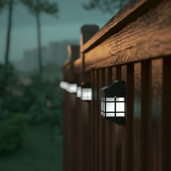 Emma Oliver Set of 6 Brown Solar Deck and Fence Lights, Decorative Outdoor Solar Powered Weatherproof Wall Mount Fence and Deck Lighting