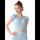 thumbnail image 4 of Camiseta de Verano con Cuello Halter y Hombros Descubiertos para Mujer, de Corta, de Punto Acanalado y Hombros Descubiertos Azul XL, 4 of 10