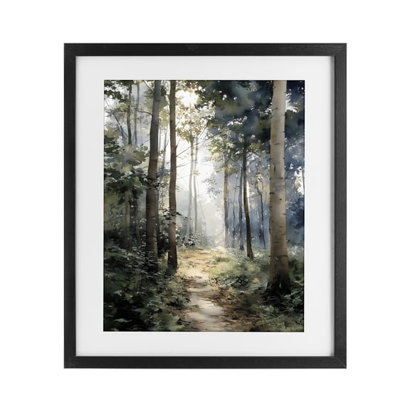 Stupell Industries Forest Path in Morning Black Framed Print Under Glass, design by Franklyn Gregory