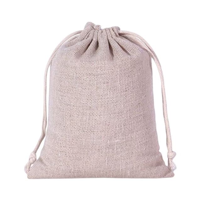 pitrice Cotton Linen Storage Bag Reusable Rectangular Solid Color Jewelry Underwear Cosmetic Household Drawstring Pouch Pocket 30x40cm 8x10cm