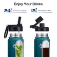 thumbnail image 5 of GEDUX 24oz Insulated Stainless Steel Water Bottle with 2 Leak Proof Lids (Spout Lid and Straw Lid) Wide Mouth for Sports and Travel, 5 of 7