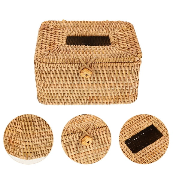 Creative Rattan Tissue Box Decorative Tissue Organizer Household Decor