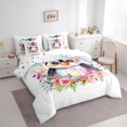 thumbnail image 3 of Manfei Children Kids Cute Floral Penguin 7 Pieces Bedding Comforter Set,Cartoon Animal Full Bedding Set Lightweight,Watercolor Wildlife Flower Fitted Sheet Flat Sheet,Microfiber Bedroom Decor, 3 of 8