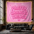 thumbnail image 6 of Prayer Changes Things on Soft Pink with Halo and Heart, Uplifting Retro Art for Faith Lovers, Christian Wall Decor, Friendship Gift Tapestry Wall Hanging for Bedroom and Dorm, 6 of 7