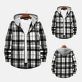 thumbnail image 2 of IROINNID Shacket for Men Button Down Leisure And Winter Long Sleeve Solid Color Shirt Top Plaid Hooded Shirt,Gray, 2 of 9