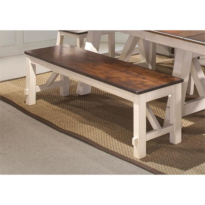 Winslow Farmhouse Cherry Dining Bench, Farmhouse Wooden Table And Bench