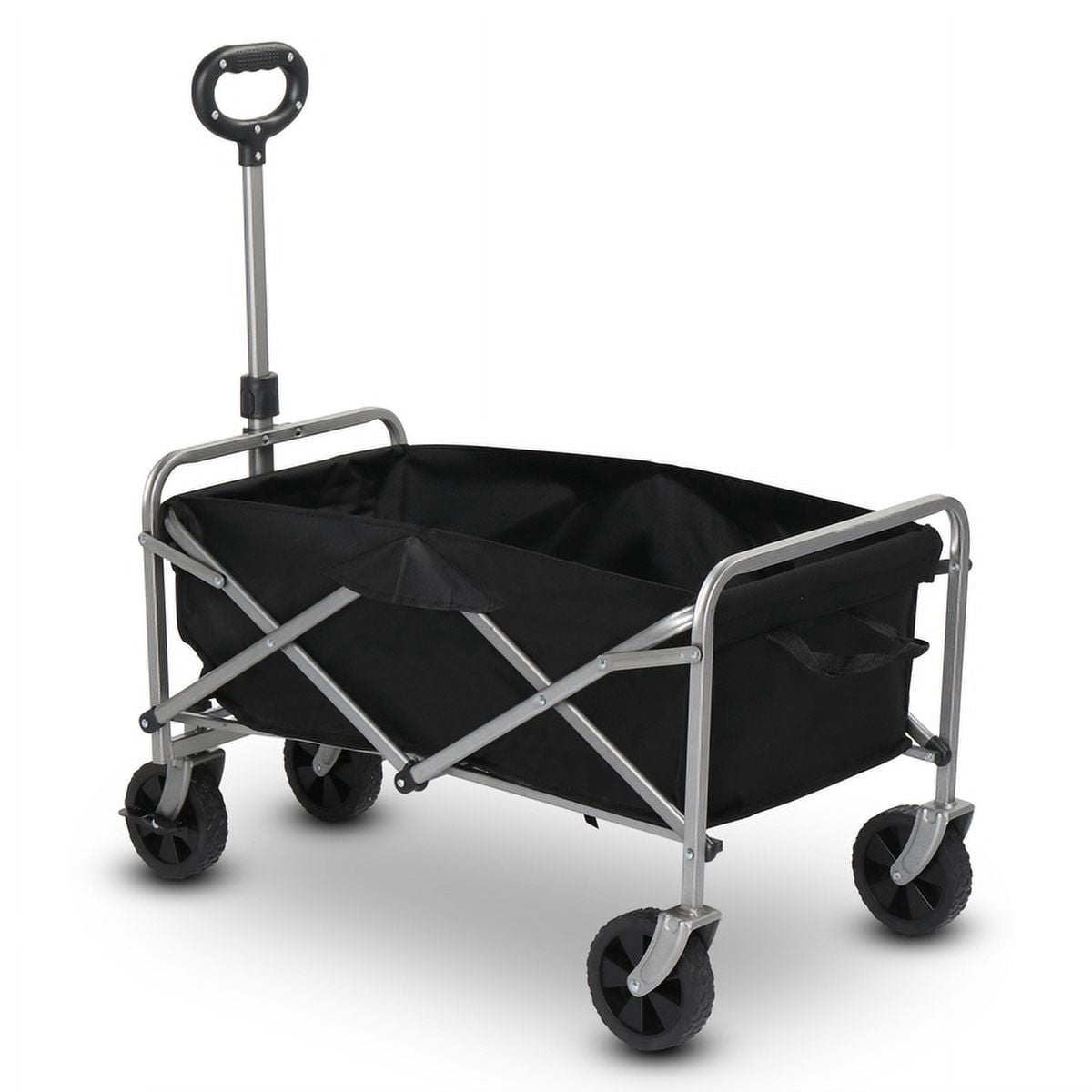 74.5x45.5x84cm 100kg 600d Oxford Cloth Steel Frame Flat Folding Style Black Cloth Silver Frame Garden Folding Cart