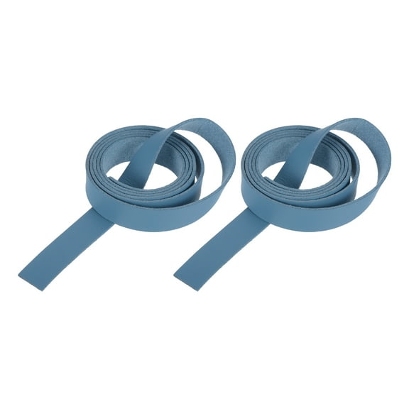 Leather Straps Strip Belt 1.5cm(0.6" Width) Leather Strips String Blue for DIY Craft, Key Chains, Pack of 2