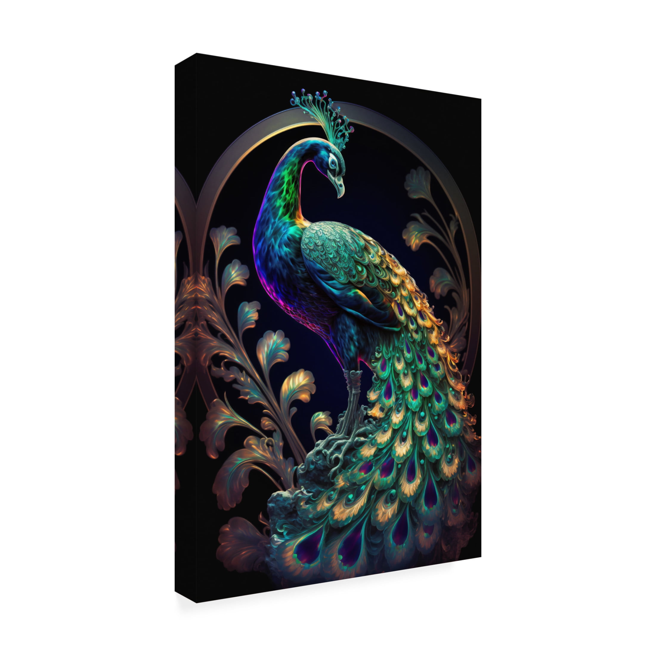 Canvas Wall Art - Ray Heere 'Proud Peacocks 22' Wall Art for Living Room, Bedroom, or Office Décor by Trademark Fine Art - 30 x 47 Inches