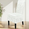 thumbnail image 2 of Stretch Velvet Dining Chair Cover with Skirt – High-Back Universal Slipcover, Thick Elastic Polyester, Solid Color, Wrinkle-Free, Anti-Slip, for Home & Hotel Decor, Fits 15-24" Upholstered Chairs, 2 of 7