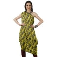 thumbnail image 2 of Moomaya Women's Printed One-Shoulder Cowl Kurti Sleeveless Dress Boho Party Designer Clothing, 2 of 7