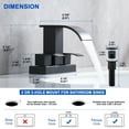 thumbnail image 3 of Black Waterfall Bathroom Sink Faucet with Pop up Sink Drain Stopper Overflow for Faucet Vessel, 4 Inch 2 Handles 2 or 3 Holes Centerset Faucet for Lavatory Bathroom Sink with Supply Lines, 3 of 9