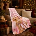 thumbnail image 3 of Blush Bows Highland Cows Sofa Pink Pearl Cow, Cozy Friendship Quote Scene, Warm Flannel Blanket for Ranch House and Living Room, Art Lovers Thanksgiving Gift, Artistic Home Decor, 3 of 7