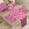 thumbnail image 2 of Ambesonne Cartoon Table Runner & Placemats, Funny Foxes Having Fun Art, Placemat 4 pcs + Runner 14"x72", Pink and Dark Magenta, 2 of 2