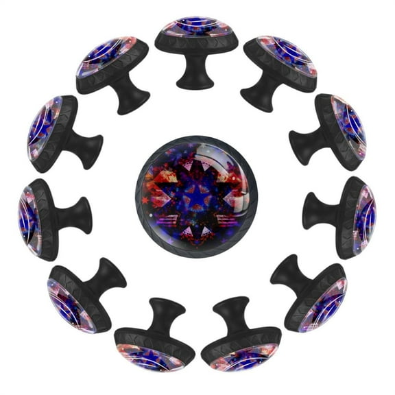 12 Pieces Aesthetic USA Five-Pointed Star Seamless Glass Knobs for Dresser Drawers, 1.37 x 1.10 IN Round Kitchen Cabinet Pulls For Home Office Nursery Kids Room