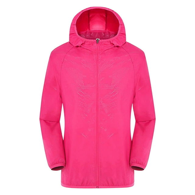 Outfmvch Veste de Pluie Manteaux d'Hiver pour Femmes Veste de Pluie Extérieure Grande Taille Imperméable à Capuche Raglan Veste de Pluie Femmes Rose Vif 4TG