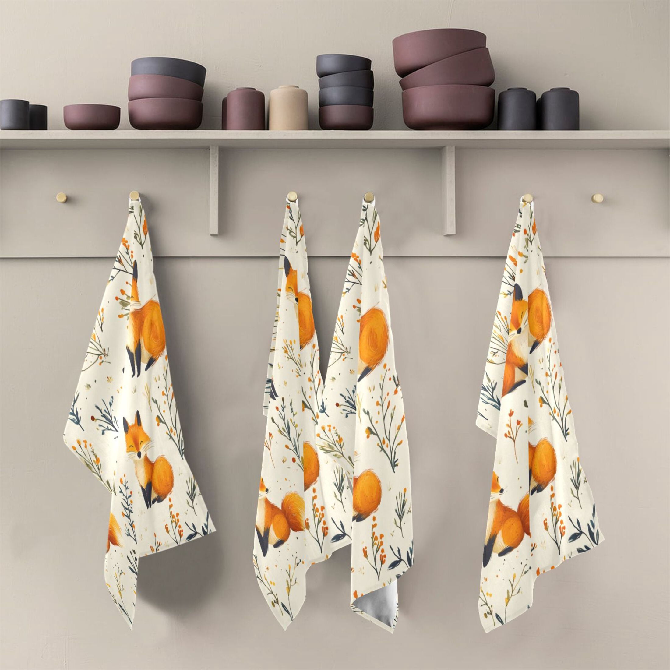 Kitchen Towel 28x18 Inches x6，Plate Towel, Decorative Towel, Napkin, Tea Towel Tea Towels For Kitchen Dish Cloths & Dish Towels Cute Fox