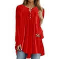 thumbnail image 2 of Mifsaly Women Plus Size Velvet Tops Button Down V Neck Velour Shirts Pleated Dressy Casual Loose Blouse Business Elegant T-Shirts S, 2 of 5
