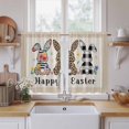 thumbnail image 2 of Spring Easter Kitchen Curtains, Floral Checkered Bunny Linen Texture Light Filtering Window Curtain Panels, 2Pcs Rod Pocket Window Treatments Set for Study Room Bathroom Bedroom 52x54 Inches, 2 of 9