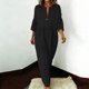 thumbnail image 2 of TaTaai Women Casual Loose Fit Solid Color Linen Look Dress V Neck Three Quarter Sleeve Long Dress Soft Stretchy Fabric Comfortable Elegant for Daily Home Outfits Gift, 2 of 8