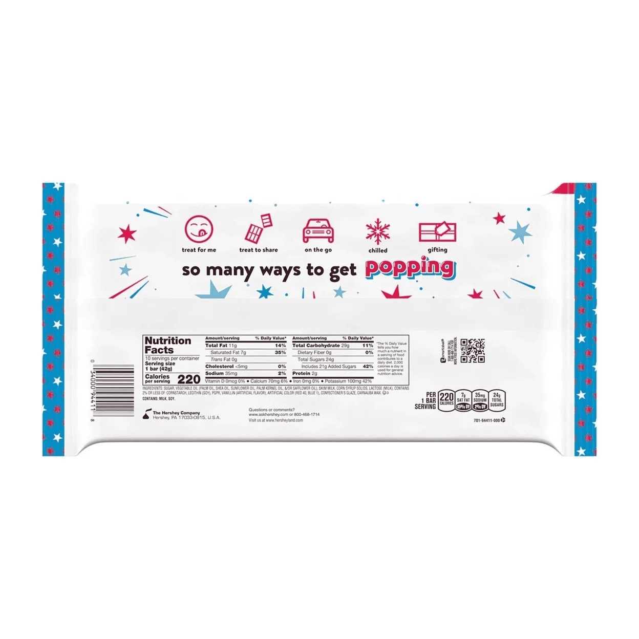 Hershey's Limited Edition White Creme with Sprinkles and Popping Candy 1.5 oz. Bar