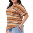 thumbnail image 2 of DARING DIVA Women's Plus Tops V Neck Batwing Sleeve Boho Blouses 1X Orange, 2 of 6