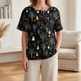 thumbnail image 5 of Halloween Shirts for Women Spider Skeleton Print Short Sleeve Casual Tees Bat Loose Fit Henley Vintage Scary Blouse 3XL, 5 of 7