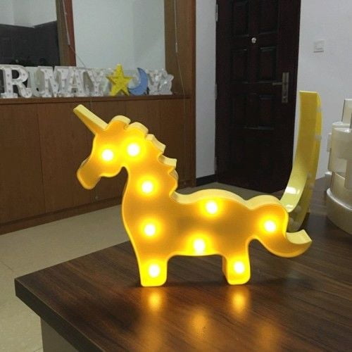 Unicorn USB LED Photo Frame Bedroom bedside table lamp Night nursery wall light 