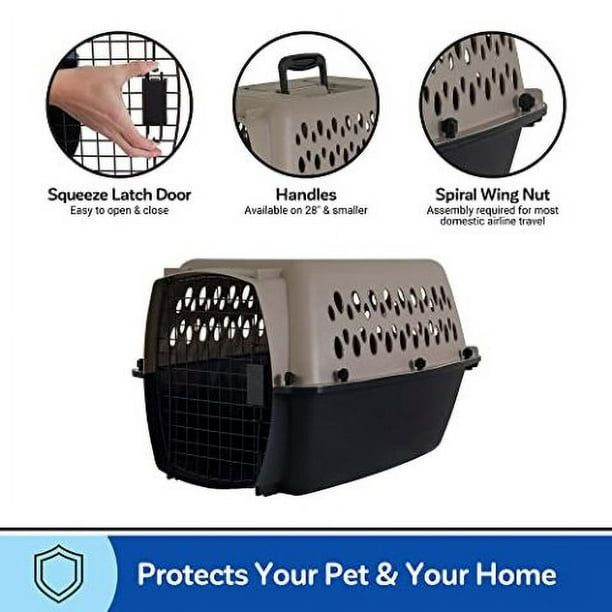 Petmate Vari Plastic Travel Dog Kennel 28 Small Medium Dog Crate for Pets 20 30 lbs Taupe Black