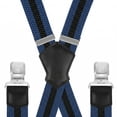 thumbnail image 3 of FEDPOP Men's Heavy Duty X-Back Suspenders with Metal Clips Black & Blue Strips, 3 of 5