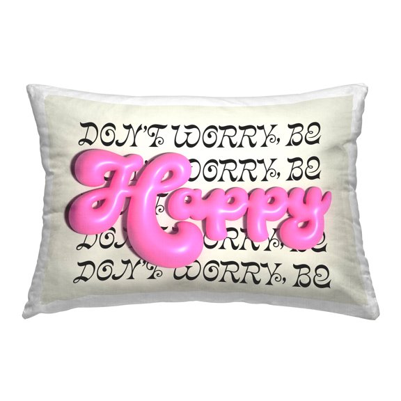 Stupell Industries Bubble Letters Happy Decorative Printed Throw Pillow Design by Victoria Barnes .