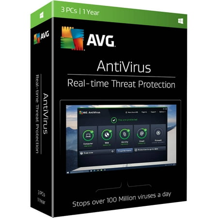 AVG AntiVirus, 3 Users, 1 Year (Best Antivirus Firewall Windows 10)