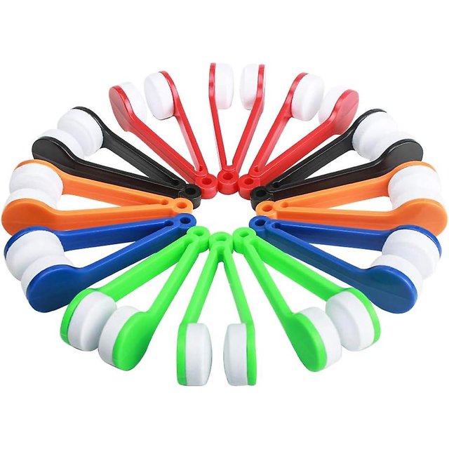 Mini limpiador de gafas de 12 piezas, dispositivo de limpieza de cepillo de microfibra para gafas (verde, rojo, negro, azul, blanco, naranja)
