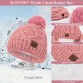 thumbnail image 2 of KOITHOT 3 Pieces Women Winter Beanie Hat Gloves Scarf Set, Soft Warm Thick Touch Screen Knitted Pink, 2 of 6