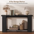 thumbnail image 4 of HOMCOM Farmhouse Console Table, 63" Narrow Entryway Table with Storage Shelf and Thickened Tabletop for Living Room, Hallway, Distressed Black, 4 of 9