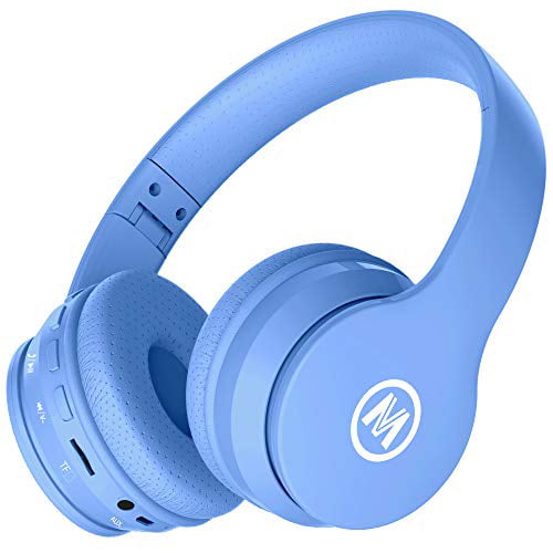 Mokata Headphones Bluetooth Wireless/Wired Kids Volume Limited 94 /110dB Over Ear Foldable Noise Protection Headset with AUX 3.5mm Mic for Boys Girls Child Travel School Cellphone Pad Tablet PC Blue 