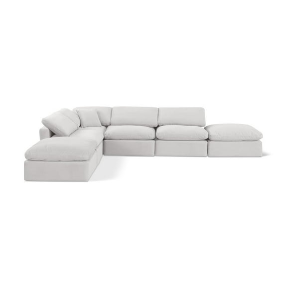 Meridian Furniture Indulge 134.5" Velvet U-Shaped Modular Sectional in Cream