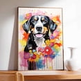 thumbnail image 3 of Entlebucher Mountain Dog Flower Canvas Painting Colorfull Canvas Art Prints Bathroom Artwork for Wall Living Room Bedroom Bathroom Wall Art Framed Art Wall Decor 1 inch, 3 of 5