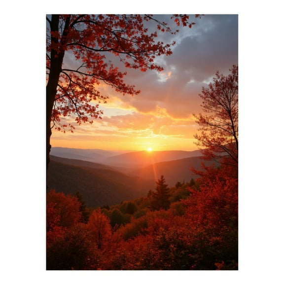 Diamond Art Kit for Adults, Sunset Over Autumn Mountains Diamond Painting for Adults Beginners, DIY Diamond Art Painting Kits, 5D Diamond Painting Crafts for Home Decor 12x16 Frameless