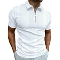 thumbnail image 1 of MAWCLOS T-Shirts pour Hommes Manches Courtes Été Hauts Polo Rayé Décontracté Plage Col à Revers Tee Blanc 2TG, 1 of 2